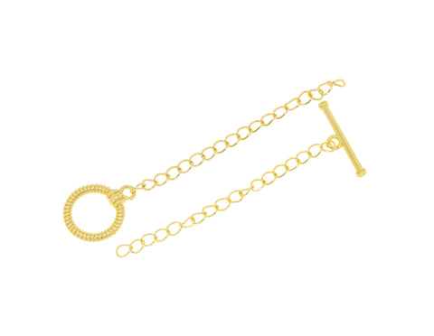 Ribbed Circle Toggle Gold Clasp With Extender Chain,Two Piece Gold Round Toggle Clasp,Toggle Clasp For Jewelry Making,CLG324