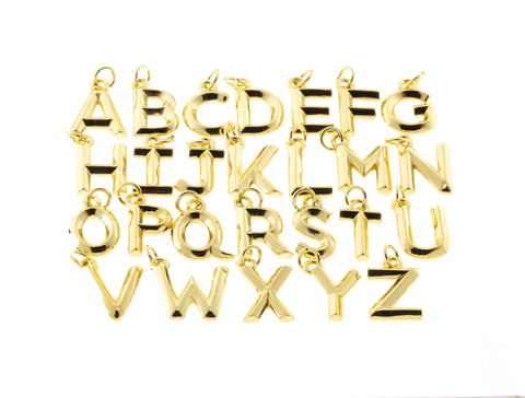 Gold Or Silver Initial Letter Charm,Alphabet initial Letter Charm,Letter Initial Charm For Permanent Jewelry Making,CPG20223-CPS2023