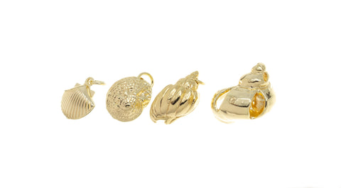 Gold Sea Shell Charm,Hermit Crab Shell Charm,Sealife Hermit Shell Charm,Sea Shell Charm For Jewelry Making,CPG743-44-45-46