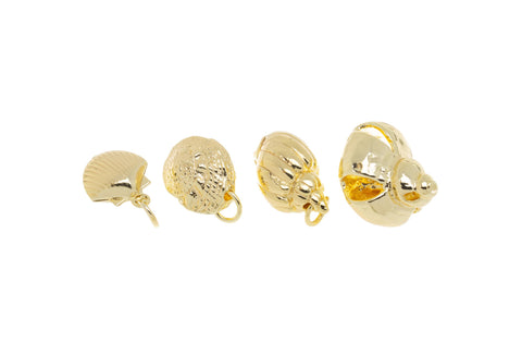 Gold Sea Shell Charm,Hermit Crab Shell Charm,Sealife Hermit Shell Charm,Sea Shell Charm For Jewelry Making,CPG743-44-45-46