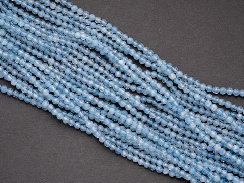 Natural 3mm faceted Natural Aquamarine, AAA quality Natural Aquamarine beads, Full strand, 15.5 inches, FR039