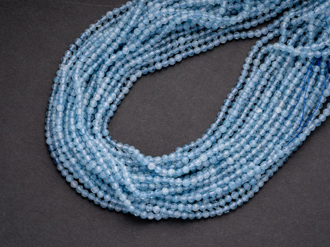 Natural 3mm faceted Natural Aquamarine, AAA quality Natural Aquamarine beads, Full strand, 15.5 inches, FR039