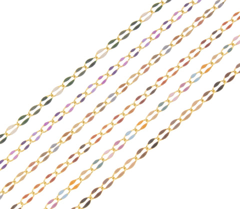 Gold Multi Color Enamel Link Chain For Jewelry Making,Colorful Enamel Oval Chain, CHG1037-02