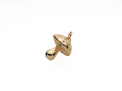 Gold 3D Mushroom Pendant, 17.5x15mm, Magic Mushroom, Gold Mushroom Charm, Mushroom Jewelry, CPG2109
