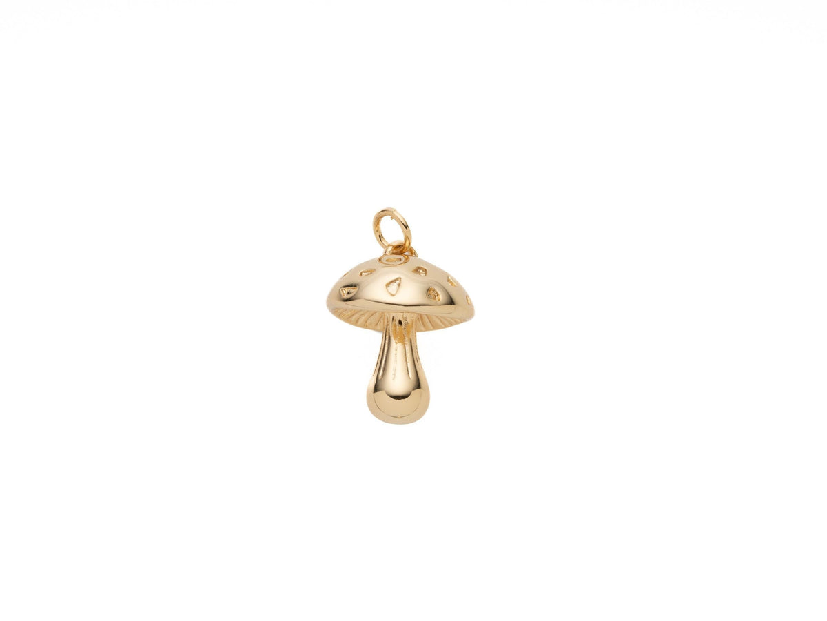 Gold 3D Mushroom Pendant, 17.5x15mm, Magic Mushroom, Gold Mushroom Charm, Mushroom Jewelry, CPG2109