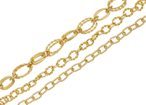 Twisted Rope Oval Gold Chain For Jewelry Making,Gold Chain For Minimalist Jewelry,Rolo Link Gold Chain,  CHG046,CHG047,CHG048