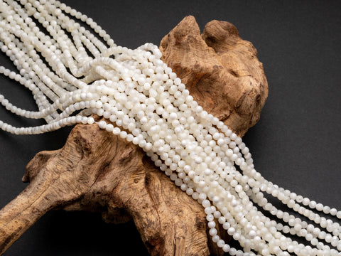 -2mm trochus shell white petite ivory beads, super dainty, full strand, natural trochus shell beads, 2R03