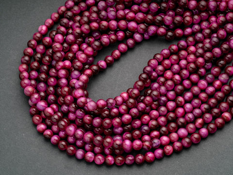 Fushia Pink Tiger eye Round Beads, 6mm, 8mm, 10mm, full strand, Protection, Courage and Strength 6R018, 8R23, 10R16