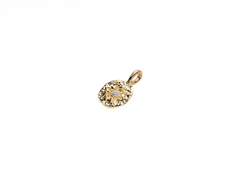 Gold Sun Medallion, Dainty Gold Flower Charm, CZ Starburst Medallion, CZ Gold Sun Pendant, CZ Gold Sun Medallion for Necklace, CPG2084