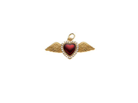 Wings Heart Pendant, MicroPave CZ Heart Necklace, Heart-Shaped Charm, DIY Jewelry Making Supplies, CPG2018