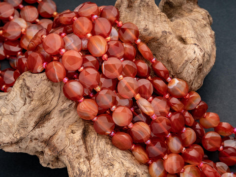 Fiery Natural Red Botswana Agate Star Cut Disc Beads, 10mm disc, Natural Red Boswana beads, Boswana Disc Beads, Full Strand, DS001