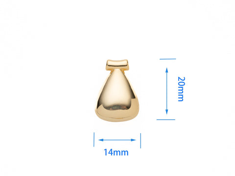 Gold Geometric Puffy Charm, Chunky Teardrop Slider, Chunky Gold Charm for Necklace or Earring Making, CPG2072