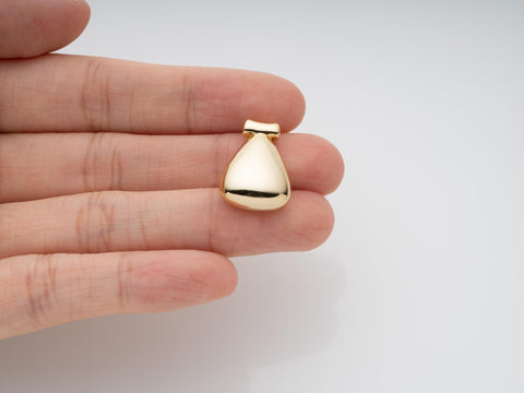 Gold Geometric Puffy Charm, Chunky Teardrop Slider, Chunky Gold Charm for Necklace or Earring Making, CPG2072