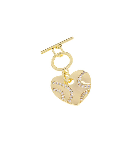 Heart Toggle Gold CZ Clasp,Two Piece Gold Heart Toggle Clasp,Gold Pave CZ Toggle Clasp,CLG144