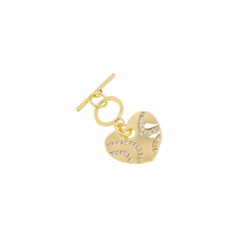 Heart Toggle Gold CZ Clasp,Two Piece Gold Heart Toggle Clasp,Gold Pave CZ Toggle Clasp,CLG144