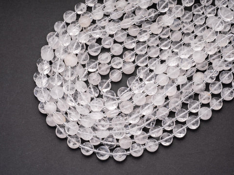 Natural Milky White Quartz Star Cut Disc Beads, 10mm disc, Natural Quartz beads, Natural Crystal Stone, Full Strand, DS018