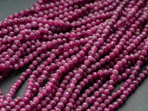 Natural 3mm faceted Natural Ruby, AAA quality Natural Ruby beads, Full strand, 15.5 inches, FR037