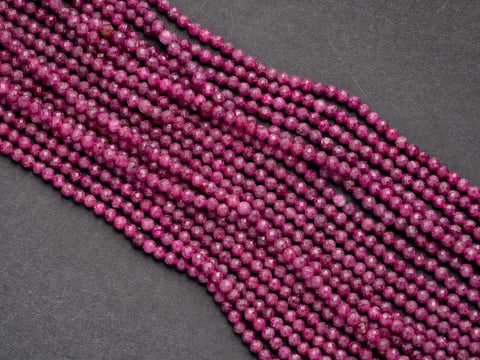 Natural 3mm faceted Natural Ruby, AAA quality Natural Ruby beads, Full strand, 15.5 inches, FR037