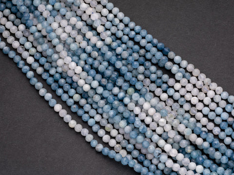 -AA Soothing Gradient Natural Aquamarine 3mm,4mm faceted round beads, gradient aquamarine, ombre aquamarine, translucent, FR040, FR041