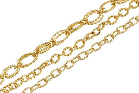 Twisted Rope Oval Gold Chain For Jewelry Making,Gold Chain For Minimalist Jewelry,Rolo Link Gold Chain,  CHG046,CHG047,CHG048