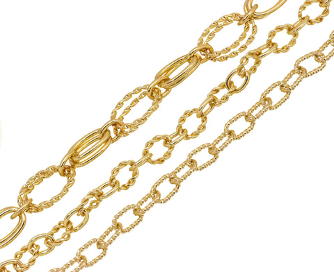 Twisted Rope Oval Gold Chain For Jewelry Making,Gold Chain For Minimalist Jewelry,Rolo Link Gold Chain,  CHG046,CHG047,CHG048