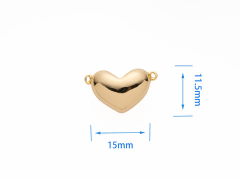 Gold Puffy Heart Connector Charm, Heart Connector Pendant, Necklace Making, CNG621