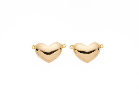 Gold Puffy Heart Connector Charm, Heart Connector Pendant, Necklace Making, CNG621