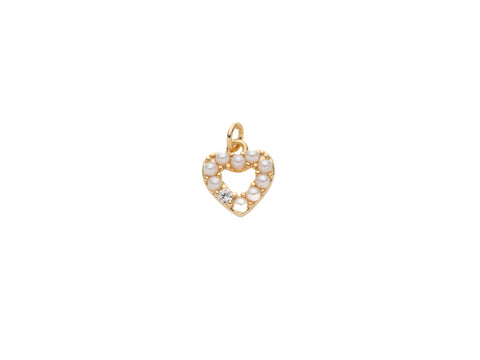 Pearl Gold Or Silver Heart Charm, Pave CZ  Pearl Heart Pendant, Dainty Pearl Jewelry, For Charm Bracelet or Necklace,CPG1175, CPS1175