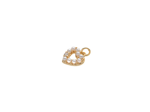 Pearl Gold Or Silver Heart Charm, Pave CZ  Pearl Heart Pendant, Dainty Pearl Jewelry, For Charm Bracelet or Necklace,CPG1175, CPS1175