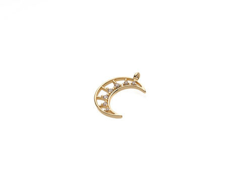 Gold Crescent Moon Pendant, Rebirth and Renewal Moon Charm CZ, Celestial Moon Pendant, CPG2083