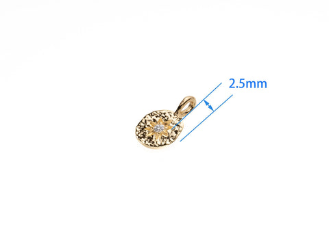 Gold Sun Medallion, Dainty Gold Flower Charm, CZ Starburst Medallion, CZ Gold Sun Pendant, CZ Gold Sun Medallion for Necklace, CPG2084
