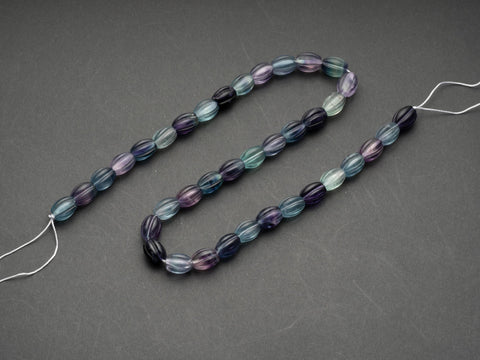 Natural Rainbow Fluorite Beads, 3 Styles Available: #001 Grooved Barrel, #002 Roundelle #003 Grooved Drum #004 Flower, FL001-004