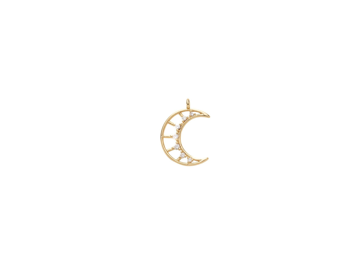 Gold Crescent Moon Pendant, Rebirth and Renewal Moon Charm CZ, Celestial Moon Pendant, CPG2083