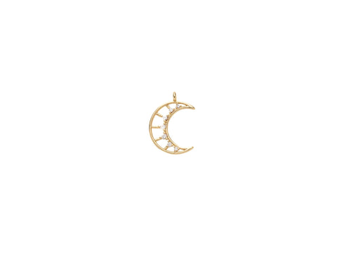 Gold Crescent Moon Pendant, Rebirth and Renewal Moon Charm CZ, Celestial Moon Pendant, CPG2083