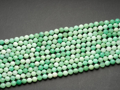 Natural Green Chrysoprase Faceted 8mm 4mm 3mm Round Beads 15.5" Strand