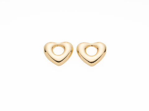 -18k Gold Plated Puffy Heart spacer, bead, or Connector Charm or pendant, Jewelry Making and Supplies, SPG041