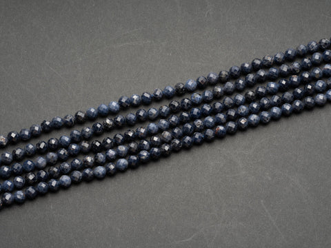 High Quality Natural Blue Sapphire Round Beads 5mm Faceted Round Beads Micro Cut Faceted Small Genuine Gemstone 15.5" Strand, FR157