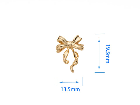 Gold or Silver Bow Charm, Ribbon charm, Present Charm, Bow Pendant CPG658, CPS658