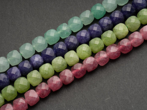 COLOR MIX Natural Dyed Jade Faceted beads, 12 colors total combo choices, Fun and Bright, Bold Colors, Dyed Jade Spacers, MC064-MC075