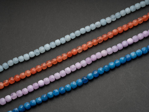 COLOR MIX Natural Dyed Jade Faceted beads, 12 colors total combo choices, Fun and Bright, Bold Colors, Dyed Jade Spacers, MC064-MC075