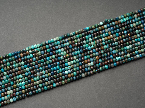 Faceted Natural Chrysocolla Beads 4mm x 2 mm, Blue Green Gemstone 15.5" Strand, OR AAA Faceted Zircon, MC098-MC099