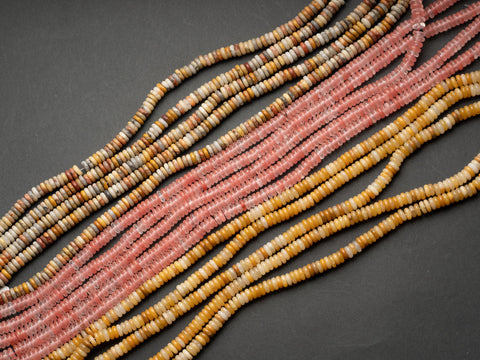 Multi Color Heishi Flat Disc, Natural Quartz, and Dyed Jade Beads or Spacers, RET01-RET012