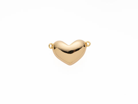 Gold Puffy Heart Connector Charm, Heart Connector Pendant, Necklace Making, CNG621
