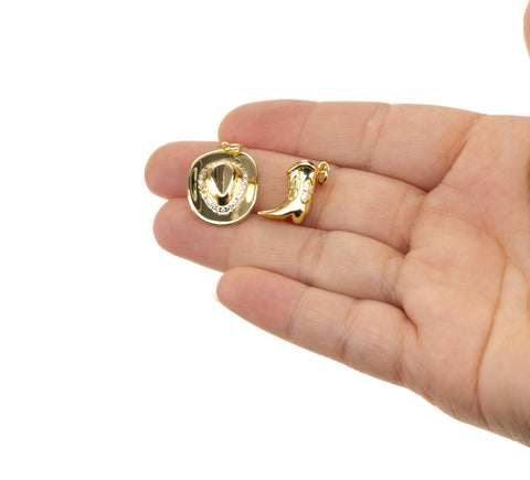 Cowboy Cowgirl Boot And Hat Charm,Cowboy Boot And Hat Charm For Jewelry Making,Western Cowboy Boots And Hat Pendant,CPG1122-CPG1453
