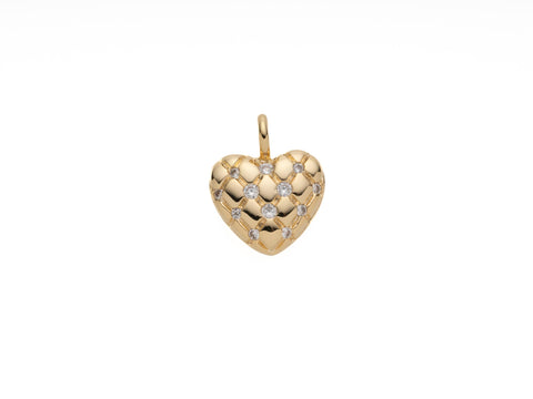 -18k Gold Micro Paved Puffed Heart Pendant, CZ Heart Pendant 3D Pendant, hollowed out heart Charm for Necklace or Earring Making, CPG1169