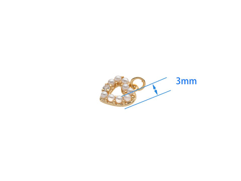 Pearl Gold Or Silver Heart Charm, Pave CZ  Pearl Heart Pendant, Dainty Pearl Jewelry, For Charm Bracelet or Necklace,CPG1175, CPS1175