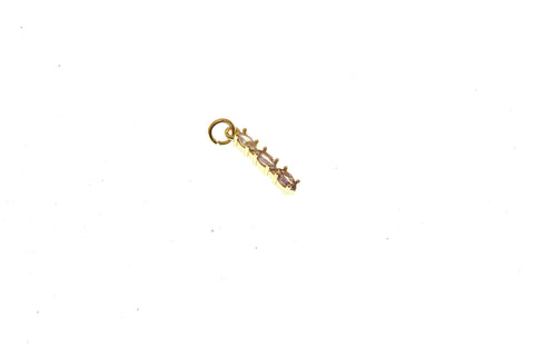 Multi Color 3 Stone CZ Pendant or Charm, Marquise Shape, CZ Green, Blue, Purple, or Pink, 14.5mm x 3.3mm, CPG1444