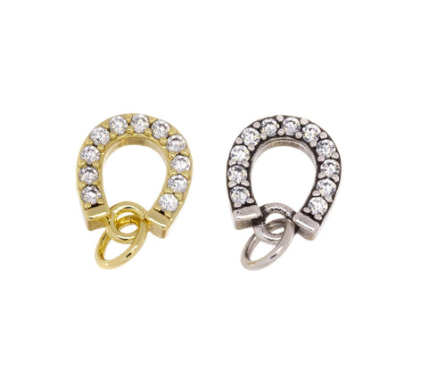 Gold Or Silver Horseshoe CZ Charm,Antique Finish Small Horseshoe Charm,Timeless CZ Horseshoe Charm For Jewelry Making,CPG1556-CPS1556