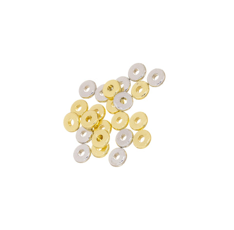 10pcs, Gold And Silver Flat Rondelle Spacer,Tire Spacer For Necklace And Bracelet,Washer Spacer For Jewelry Making,SPG-SPS039