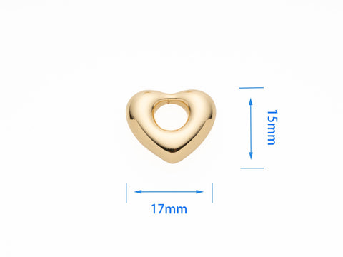 -18k Gold Plated Puffy Heart spacer, bead, or Connector Charm or pendant, Jewelry Making and Supplies, SPG041